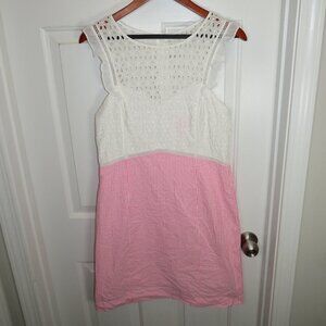 Lilly Pulitzer Maya Sleeveless Coastal Seersucker Eyelet Dress Size 10